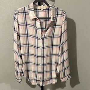 Cloth & Stone Cream and Blue Checkered Top